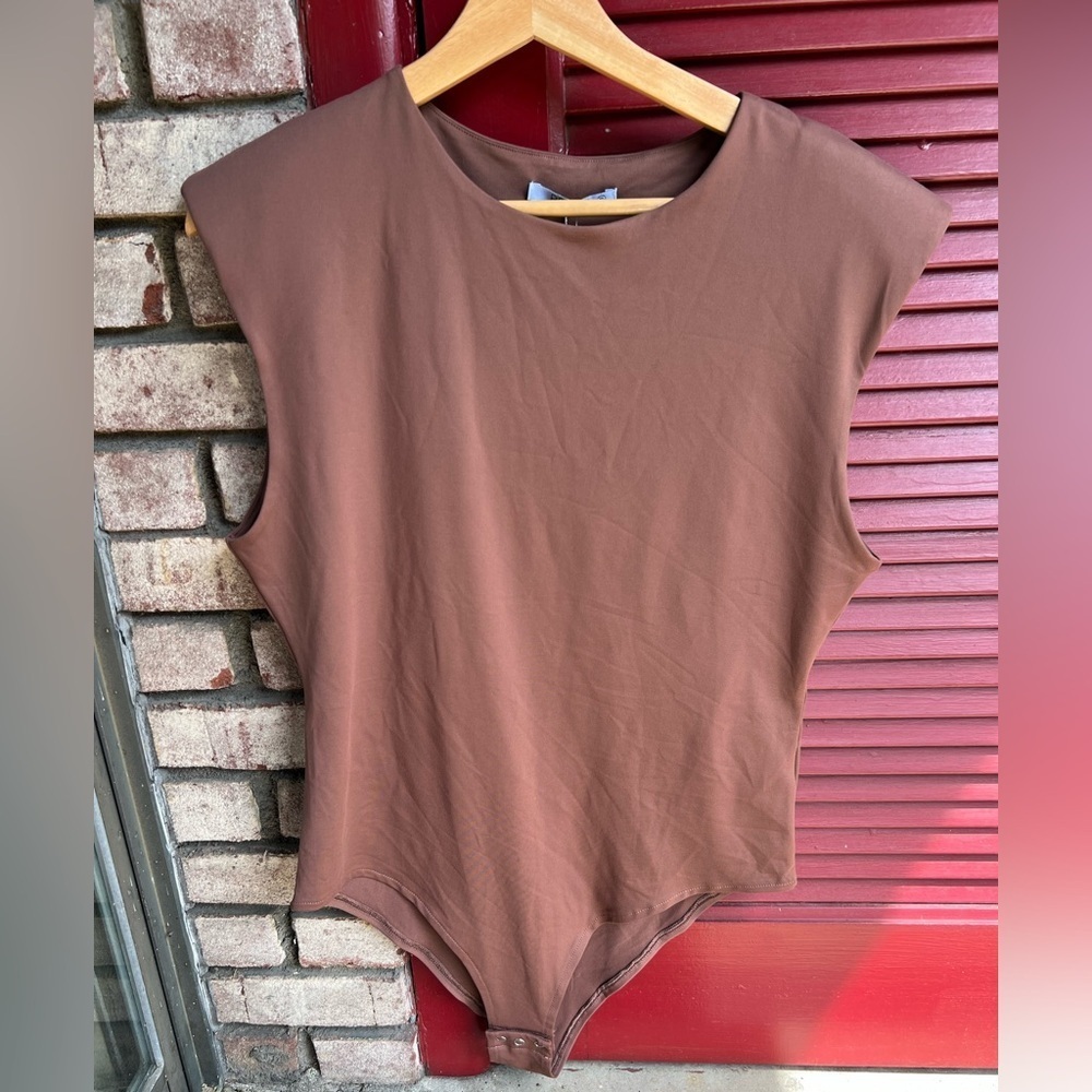 Reoria extra large Brown Sleeveless bodysuit snap tank top - Picture 12 of 14